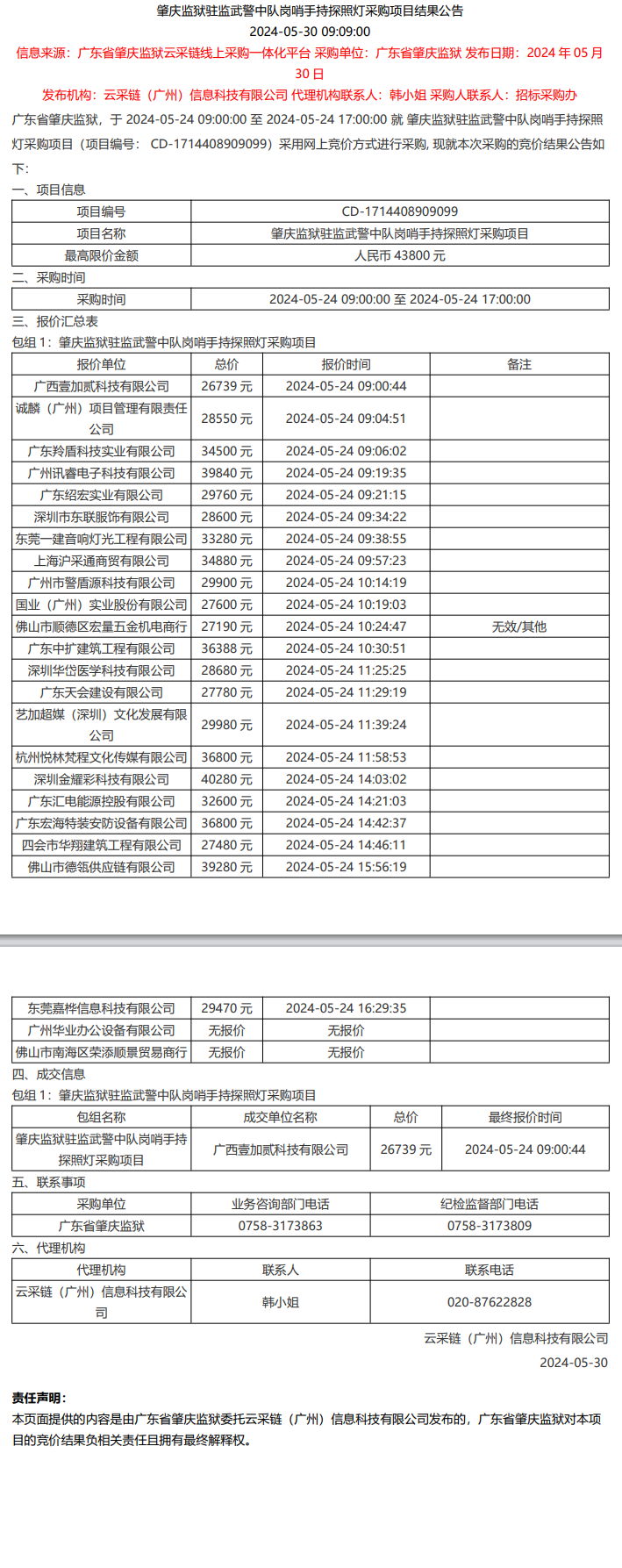 肇庆监狱驻监武警中队岗哨手持探照灯采购项目结果公告.png